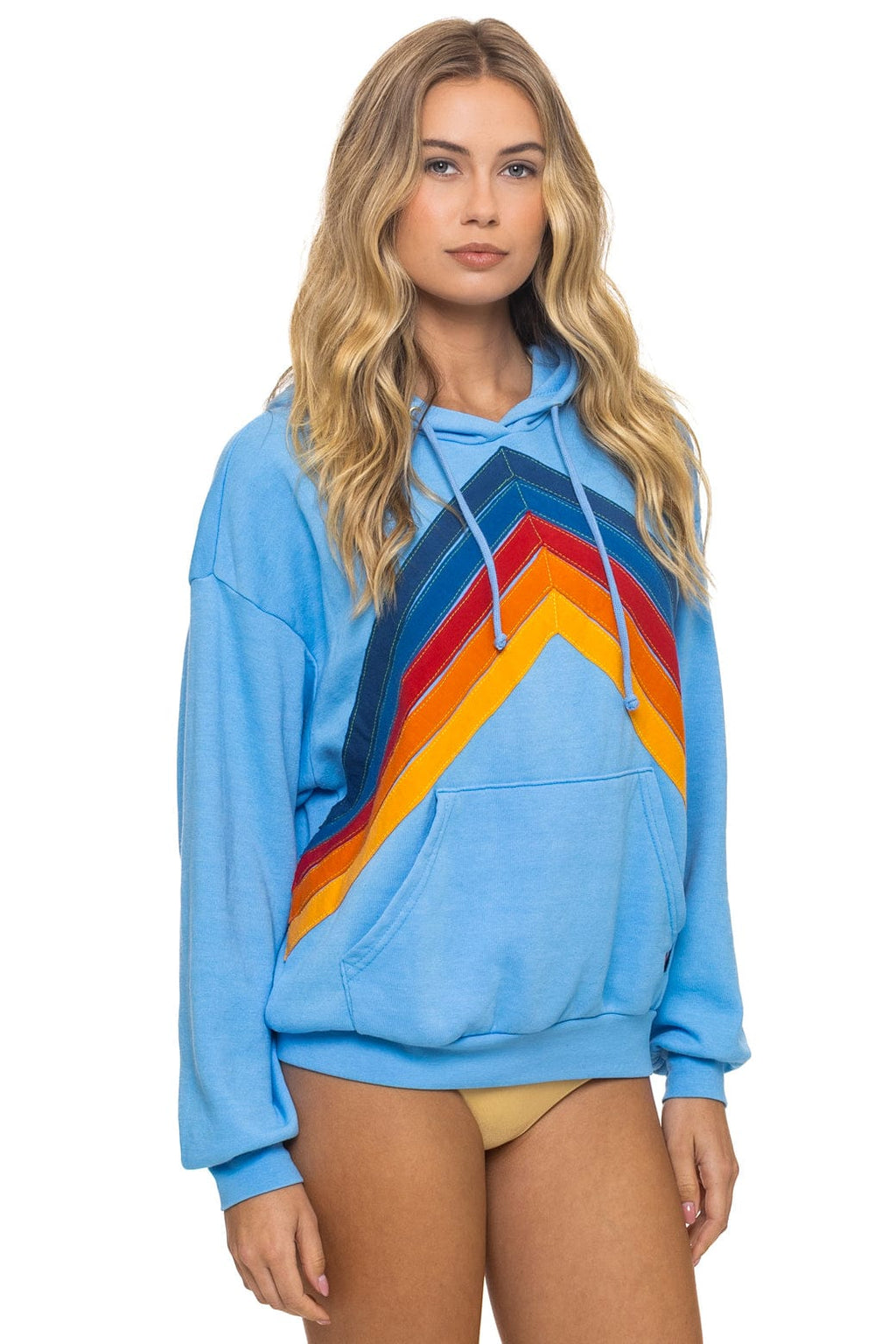 MOUNTAIN STITCH CHEVRON PULLOVER HOODIE RELAXED - SKY