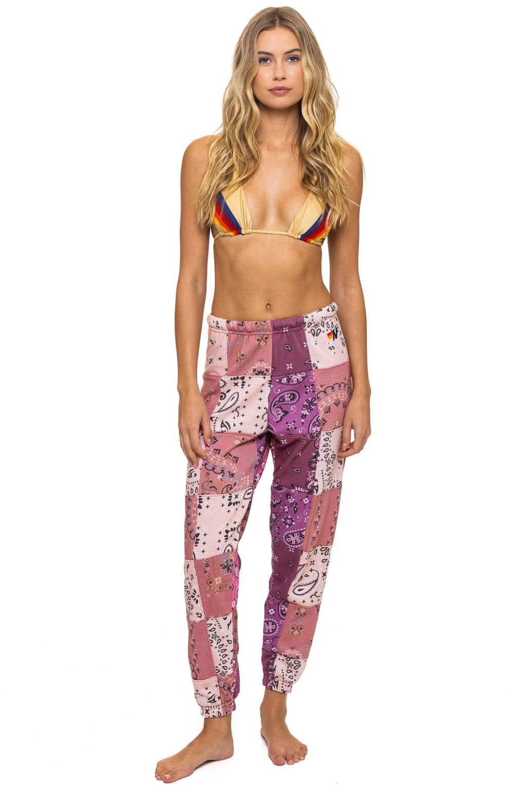 BANDANA QUILTED SWEATPANTS - PINK