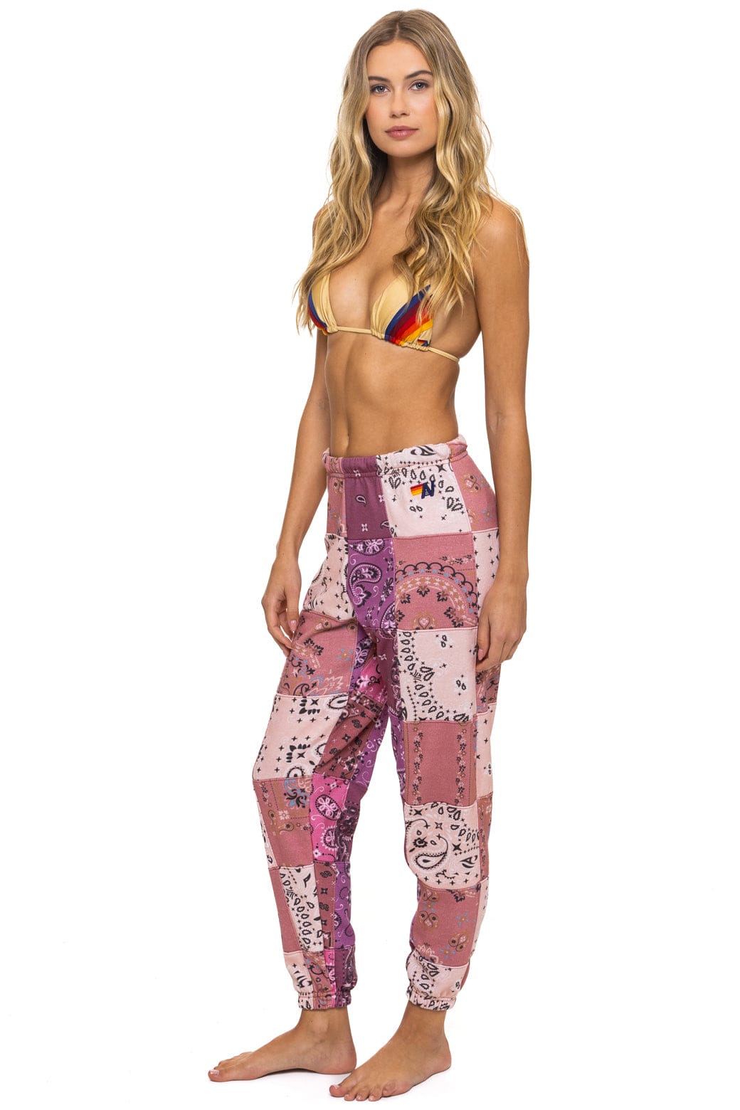 BANDANA QUILTED SWEATPANTS - PINK