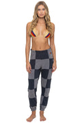 CHECK QUILTED SWEATPANTS - HEATHER CHARCOAL