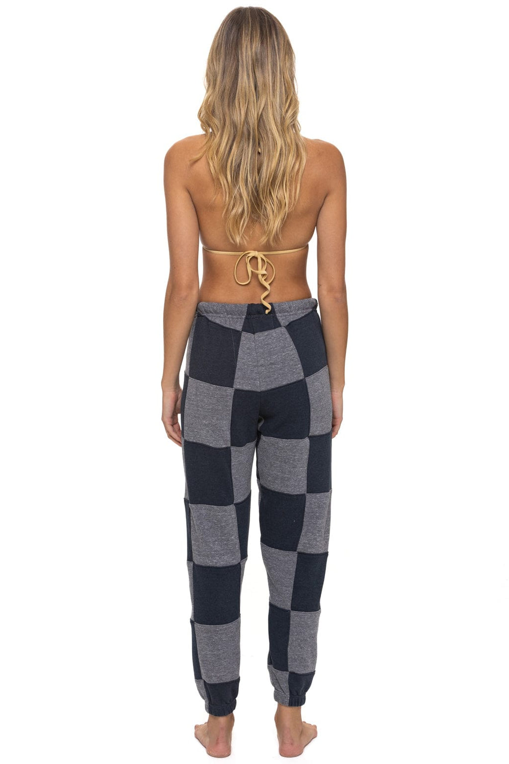 CHECK QUILTED SWEATPANTS - HEATHER CHARCOAL