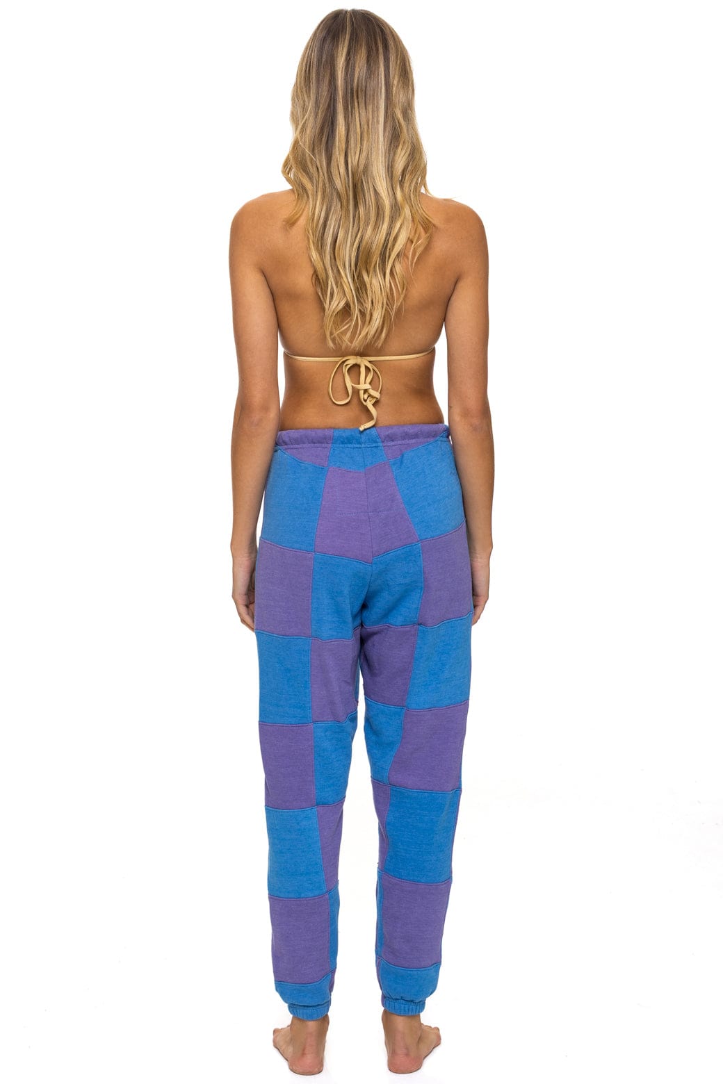 CHECK QUILTED SWEATPANTS - LAVENDER OCEAN