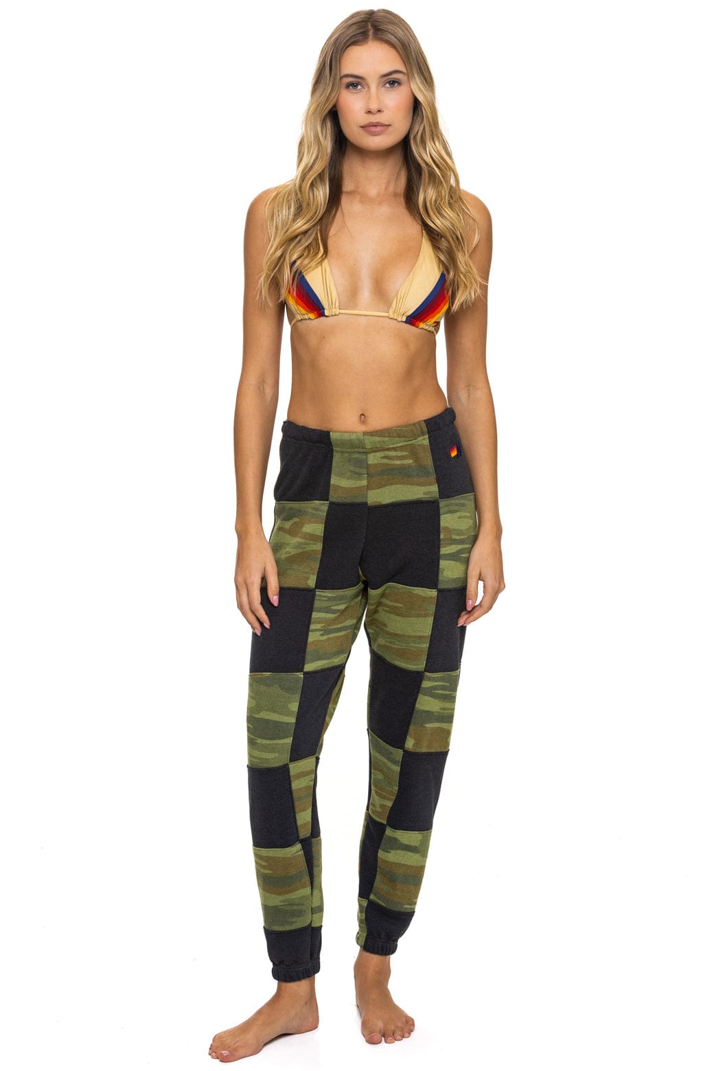 CHECK QUILTED SWEATPANTS - SMOKE CAMO