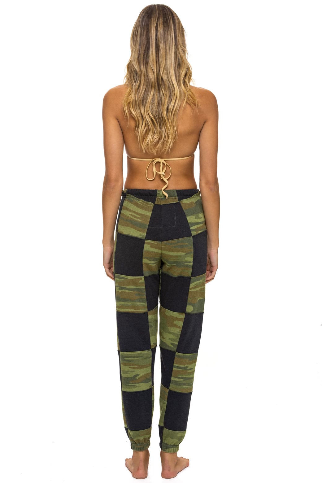 CHECK QUILTED SWEATPANTS - SMOKE CAMO