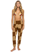 CHECK QUILTED SWEATPANTS - TAN CINNAMON