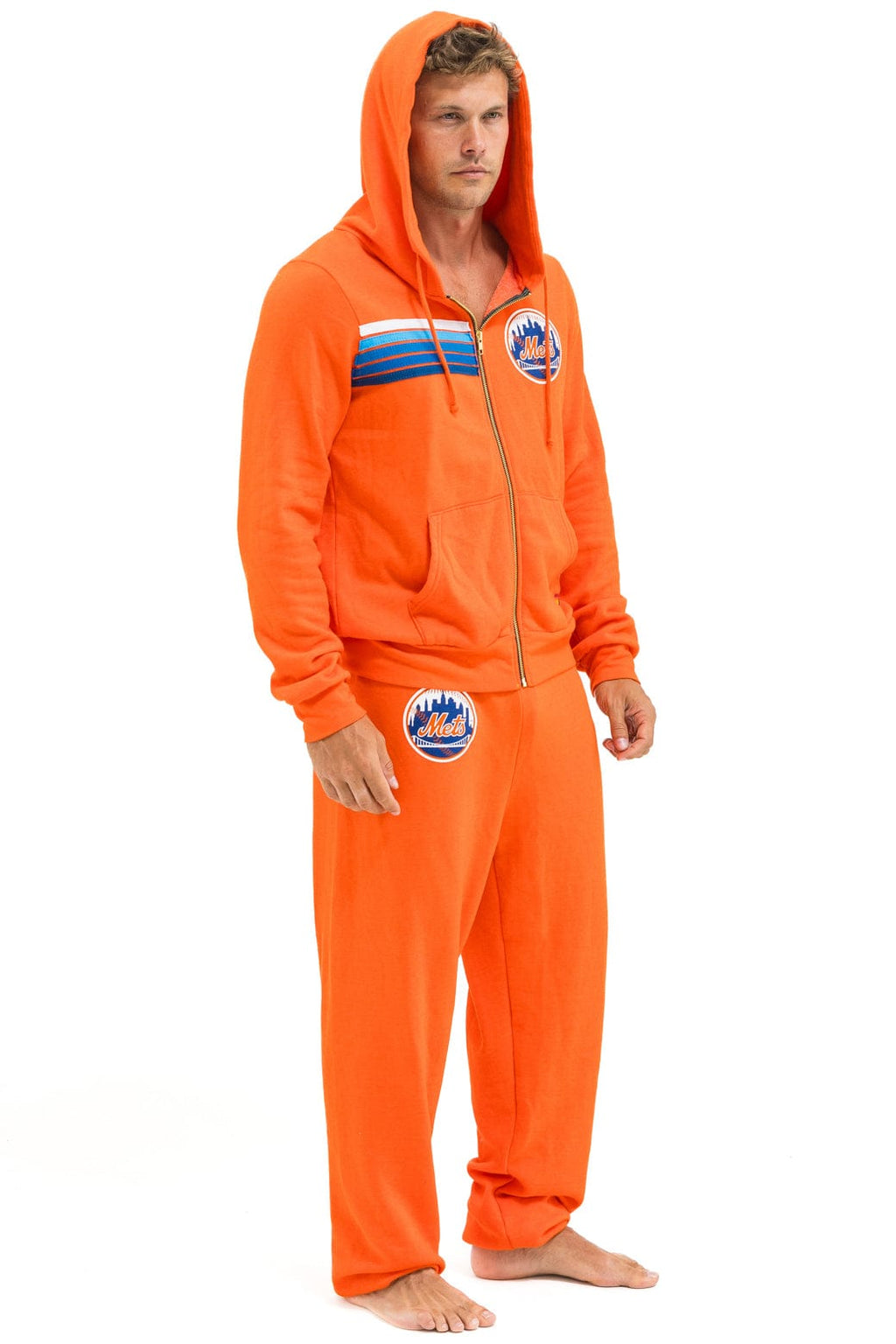 NY METS 5 STRIPE UNISEX SWEATPANTS - ORANGE BLUE