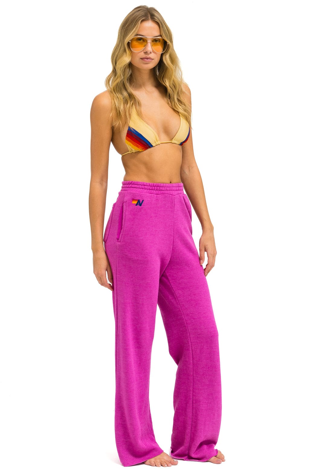 WIDE LEG POCKET SWEATPANTS - MAGENTA