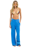 RUGBY STITCH WIDE LEG POCKET SWEATPANTS - COBALT BLUE