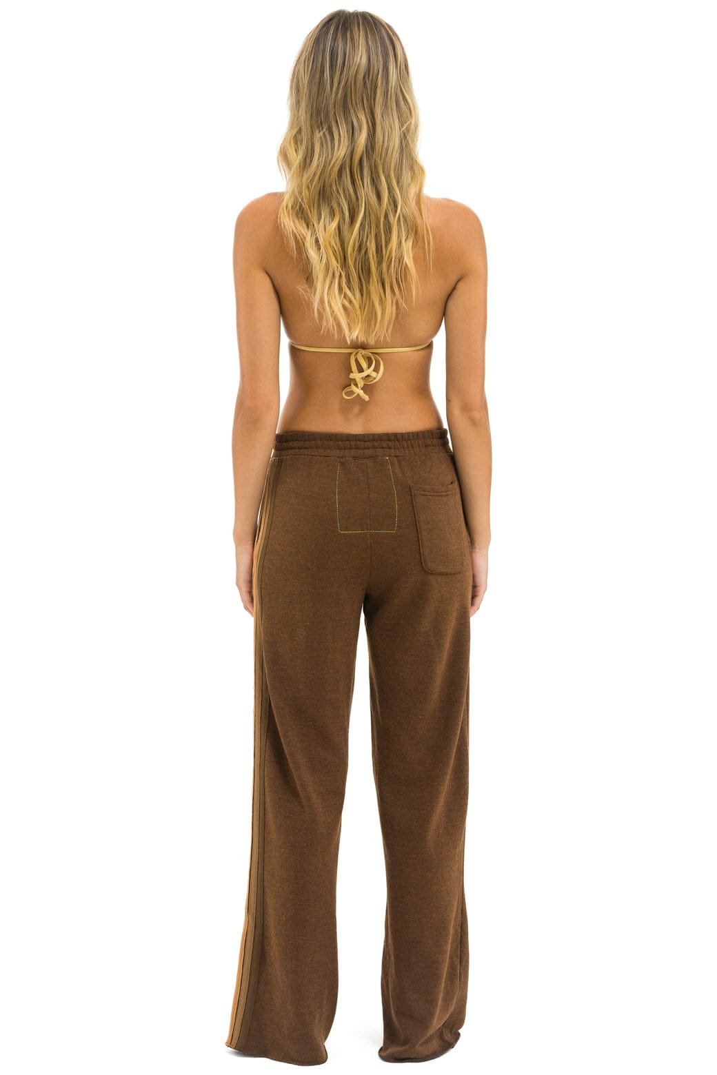 5 STRIPE WIDE LEG POCKET SWEATPANTS - CHOCOLATE ESPRESSO