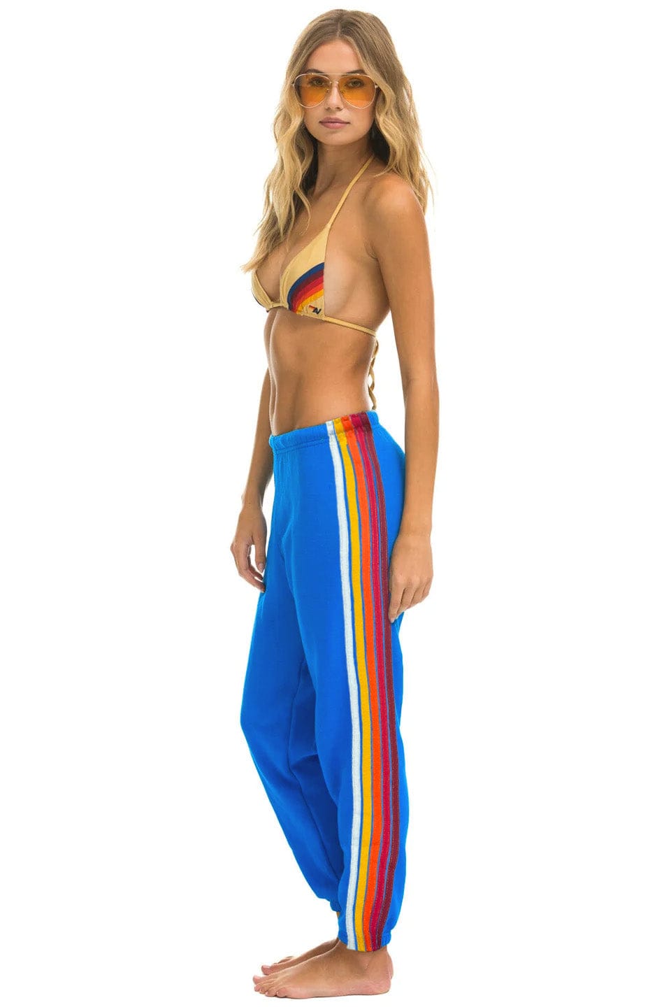 5 STRIPE SWEATPANTS - ADVENTURE BLUE RAINBOW WHITE