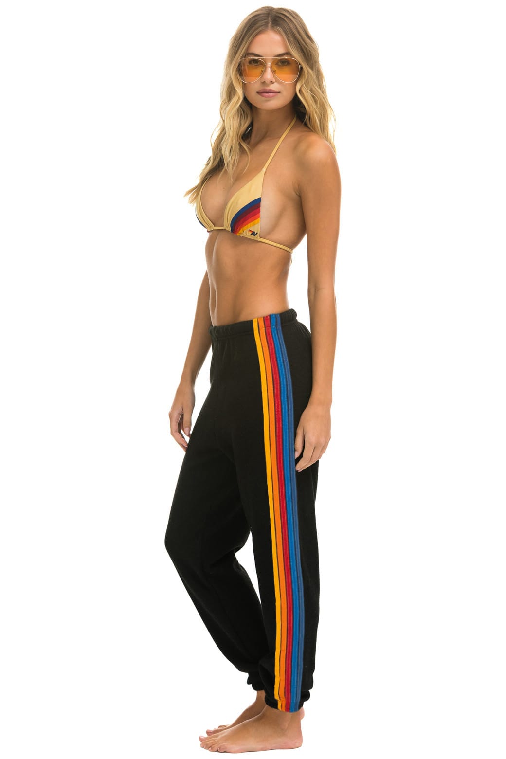 5 STRIPE SWEATPANTS - BLACK