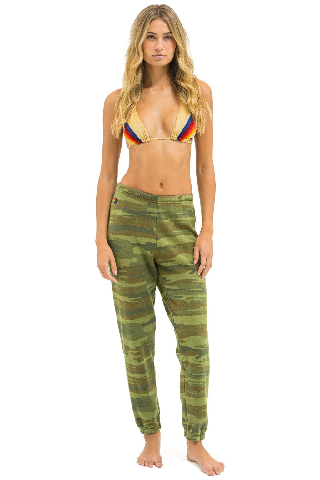 5 STRIPE SWEATPANTS - CAMO LIME AQUA