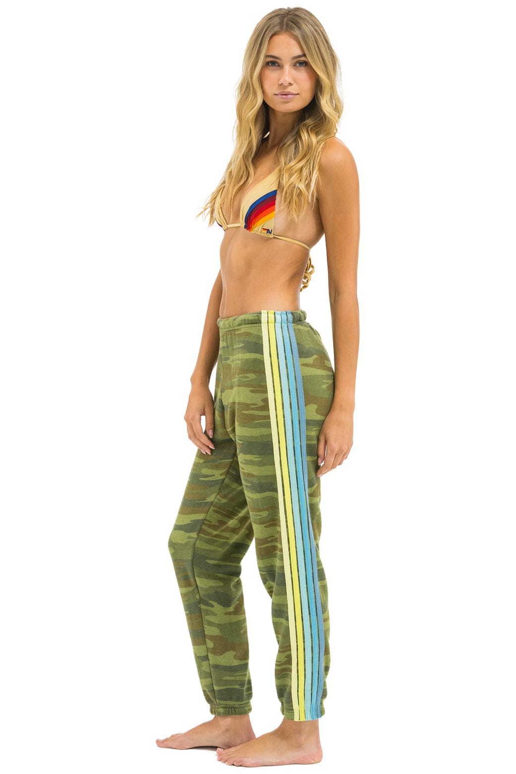 5 STRIPE SWEATPANTS - CAMO LIME AQUA