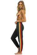 5 STRIPE SWEATPANTS - CHARCOAL RAINBOW WHITE