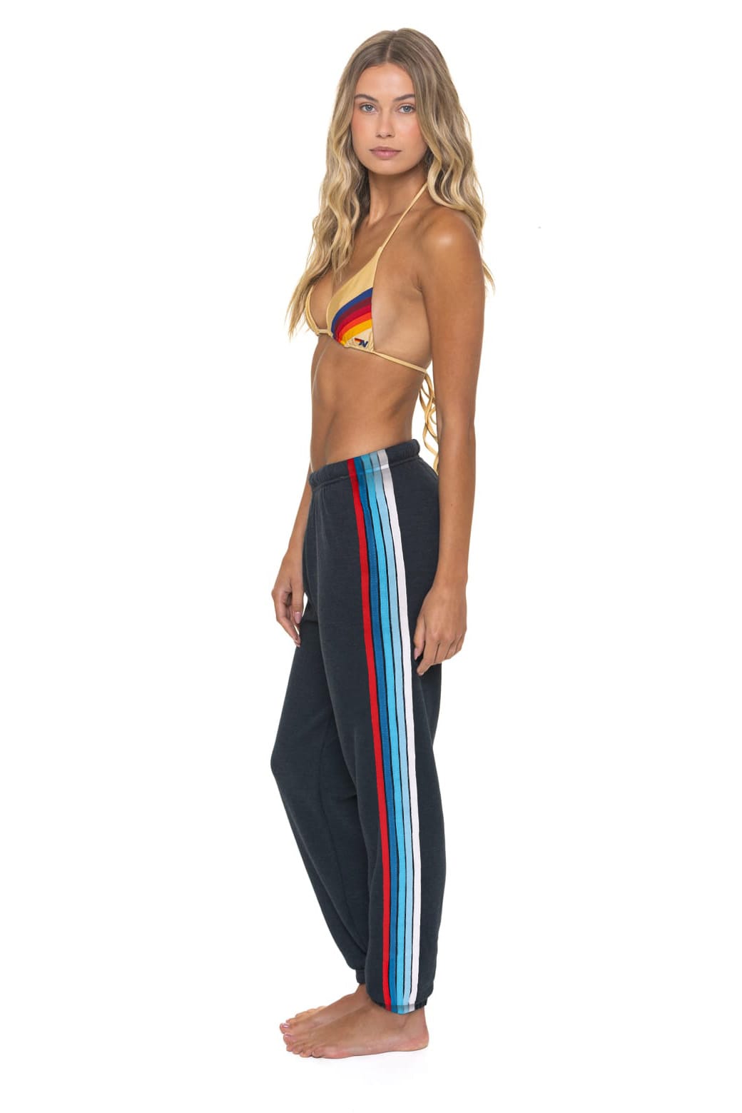 WOMENS 5 STRIPE AMERICA SWEATPANT - CHARCOAL USA