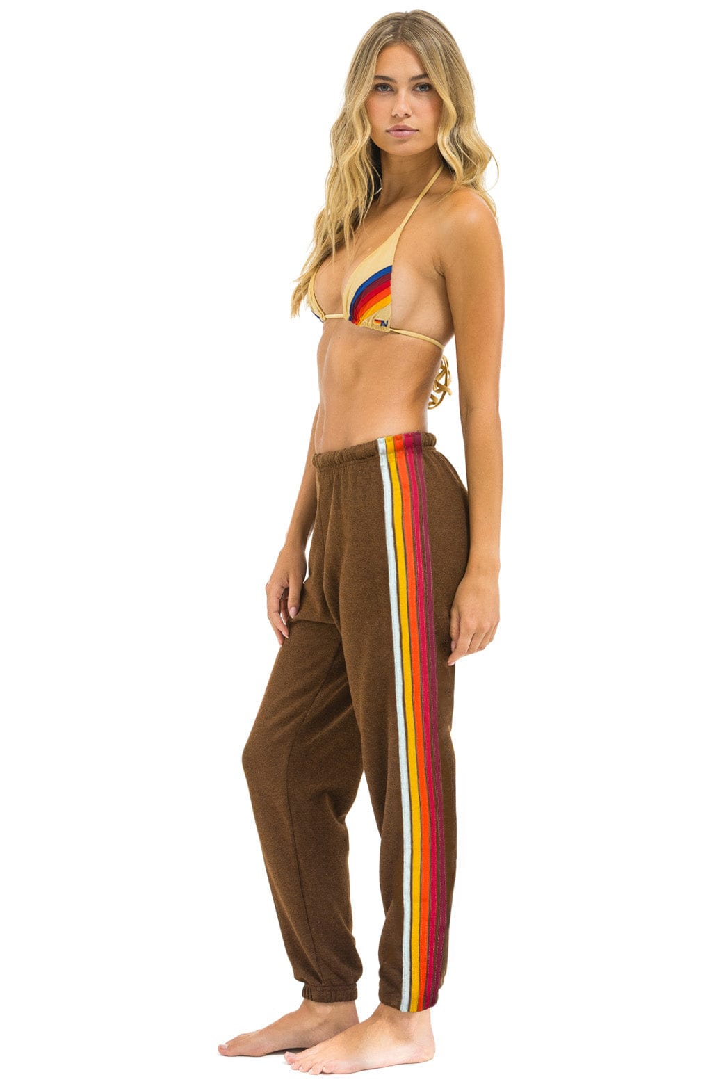 5 STRIPE SWEATPANTS - CHOCOLATE RAINBOW WHITE