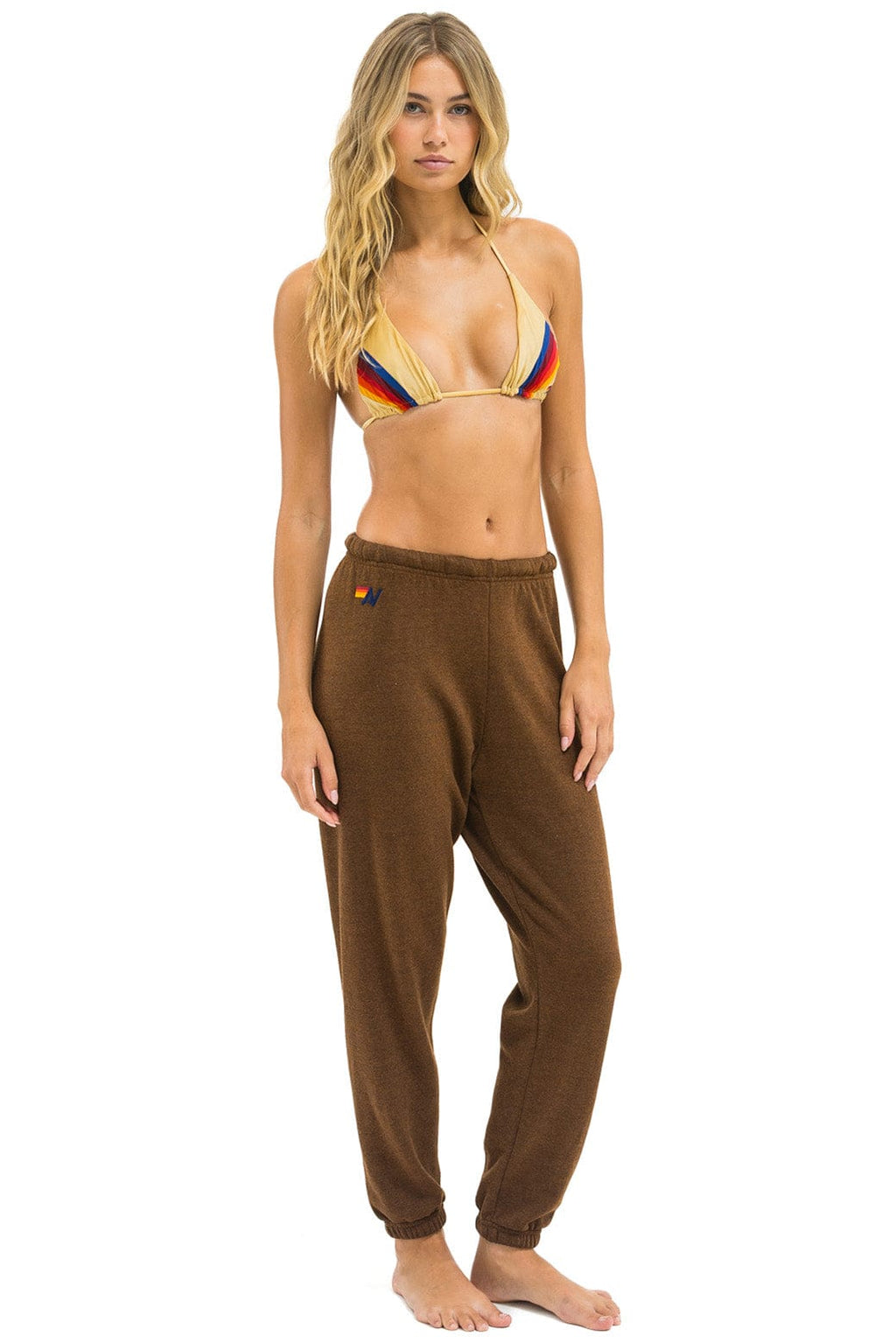 5 STRIPE SWEATPANTS - CHOCOLATE RAINBOW WHITE