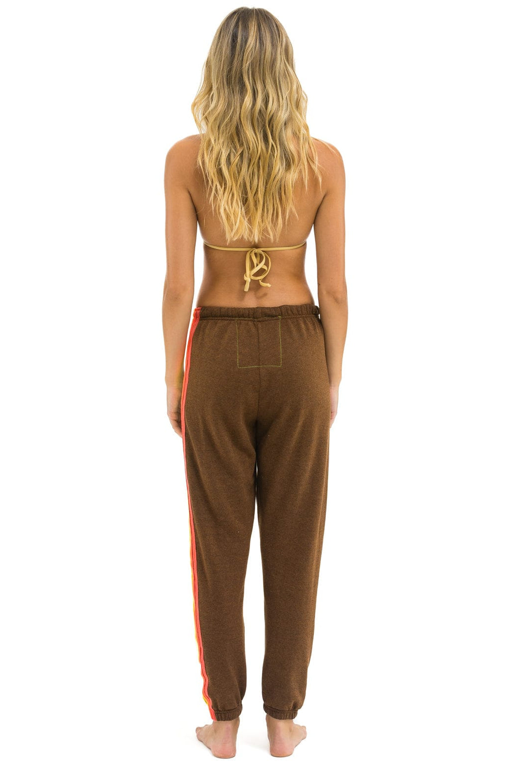 5 STRIPE SWEATPANTS - CHOCOLATE WHITE NEON
