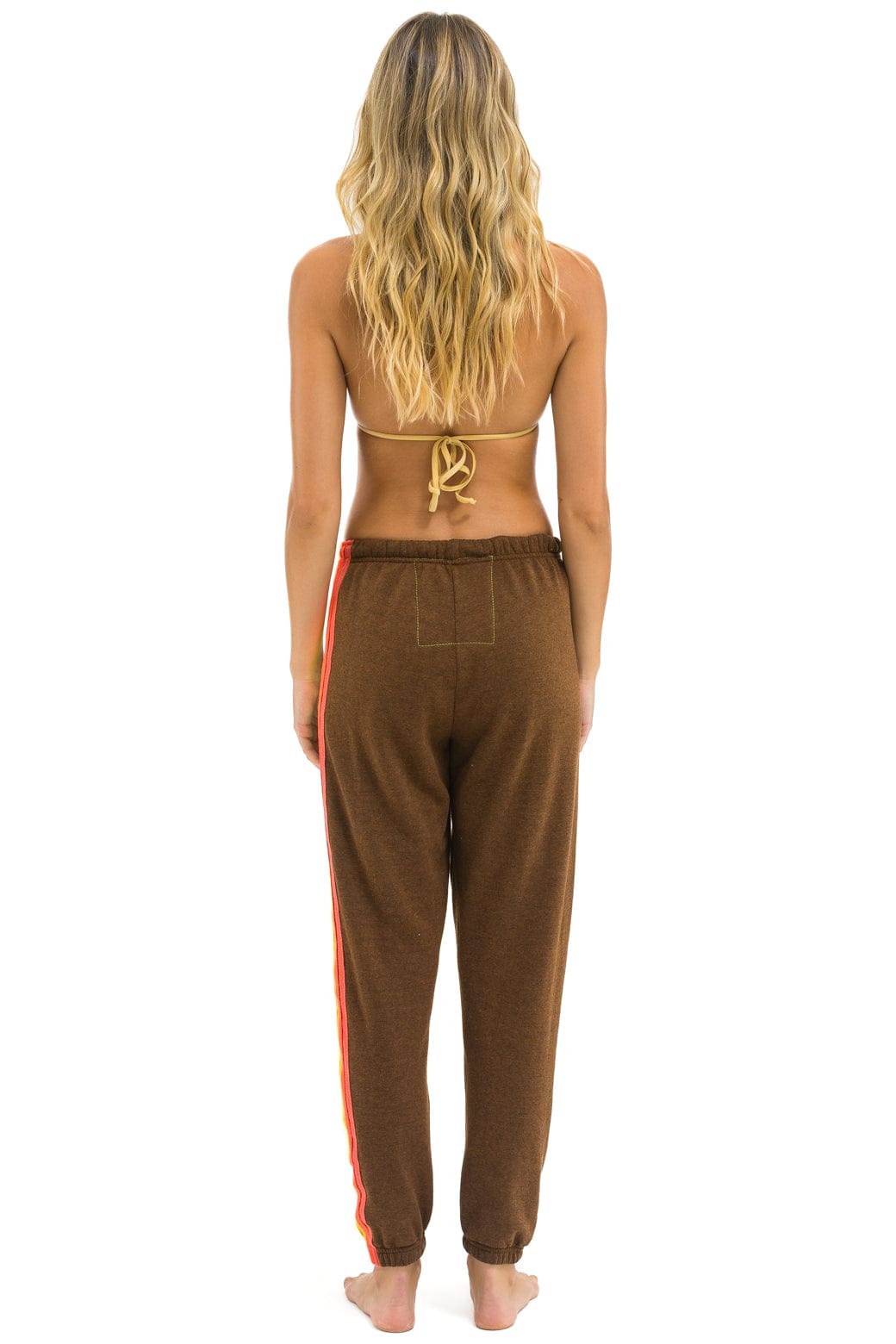 5 STRIPE SWEATPANTS - CHOCOLATE WHITE NEON