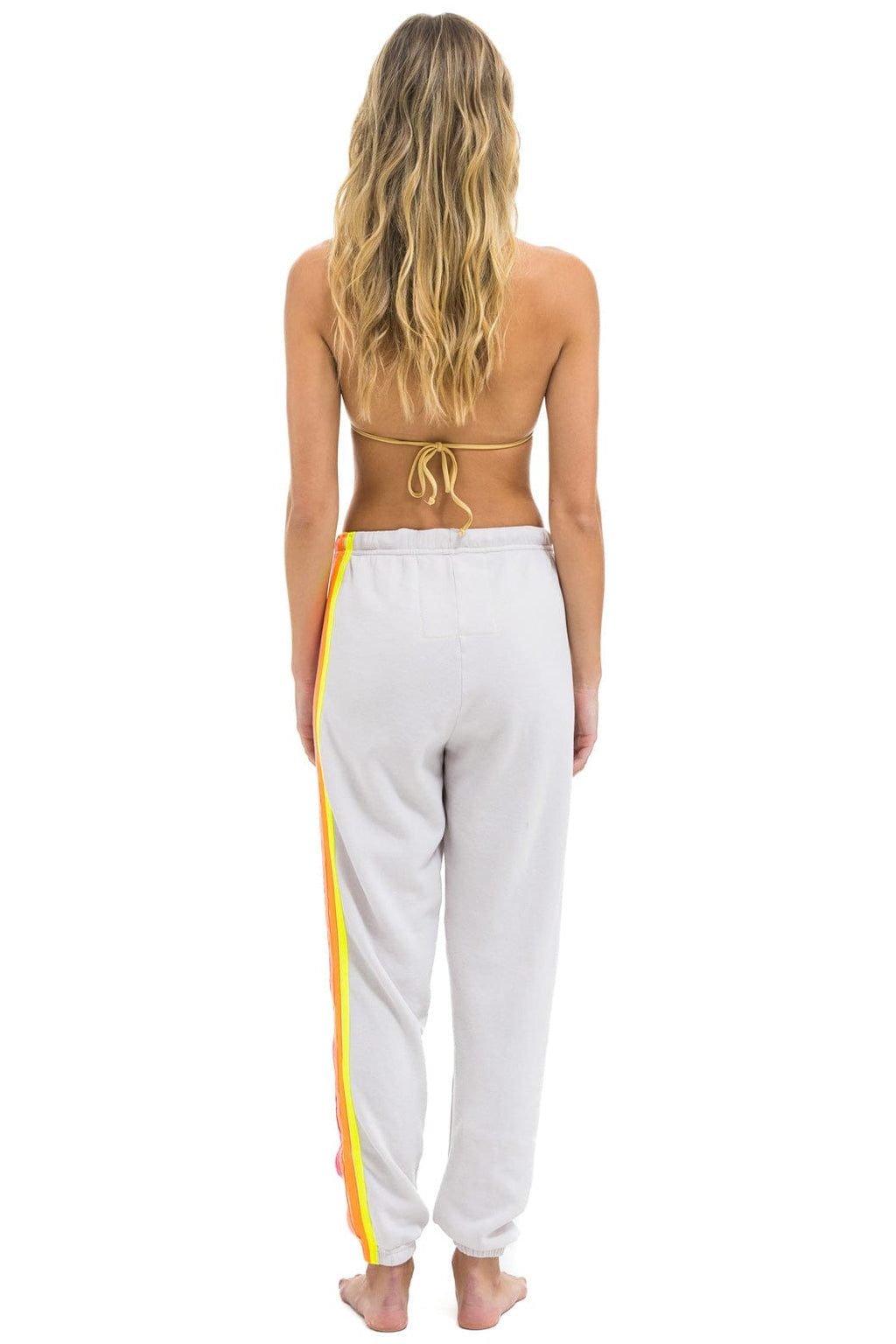 5 STRIPE SWEATPANTS - DOVE NEON