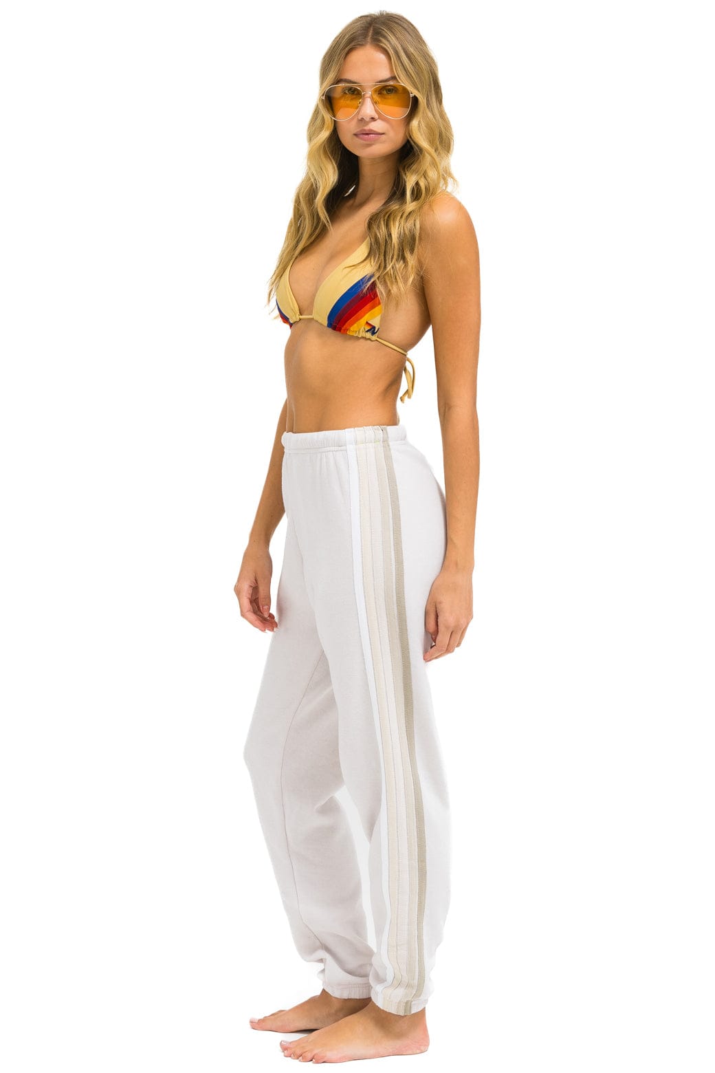 5 STRIPE SWEATPANTS - DOVE WHITE GREY