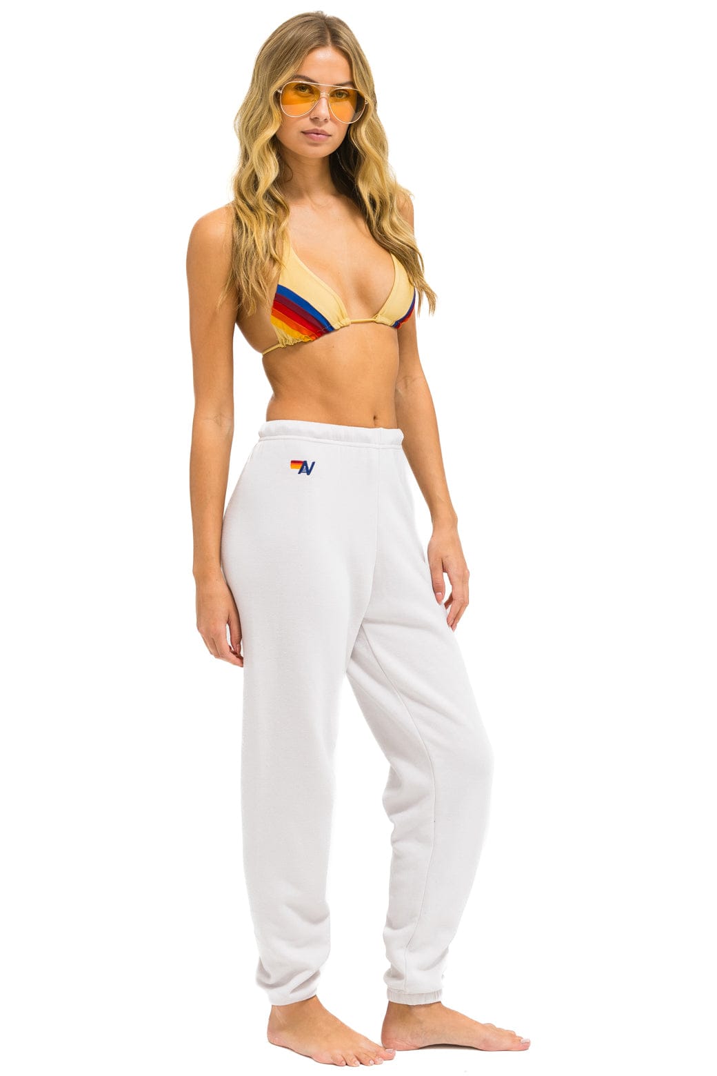 5 STRIPE SWEATPANTS - DOVE WHITE GREY