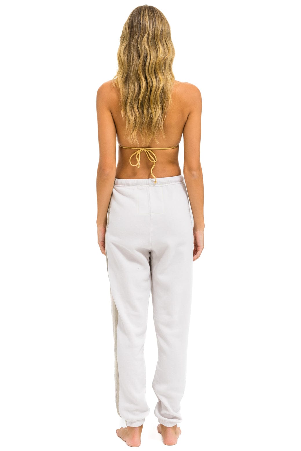 5 STRIPE SWEATPANTS - DOVE WHITE GREY