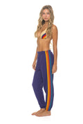 5 STRIPE SWEATPANTS - DEEP PURPLE