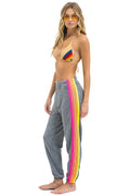 5 STRIPE SWEATPANTS - HEATHER GREY NEON