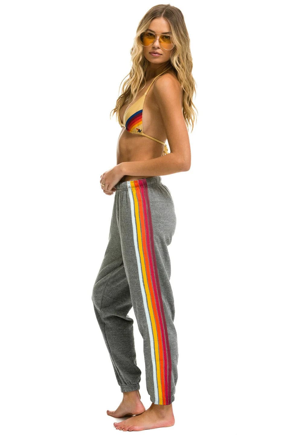 5 STRIPE SWEATPANTS - HEATHER RAINBOW WHITE