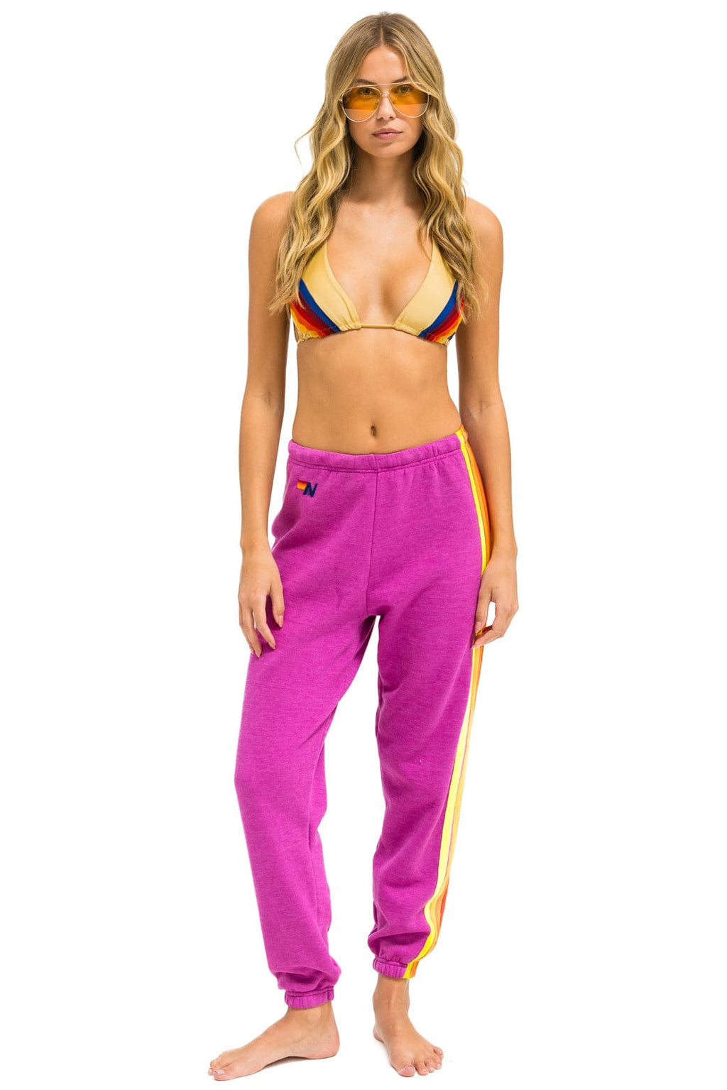 5 STRIPE SWEATPANTS - MAGENTA ORANGE YELLOW