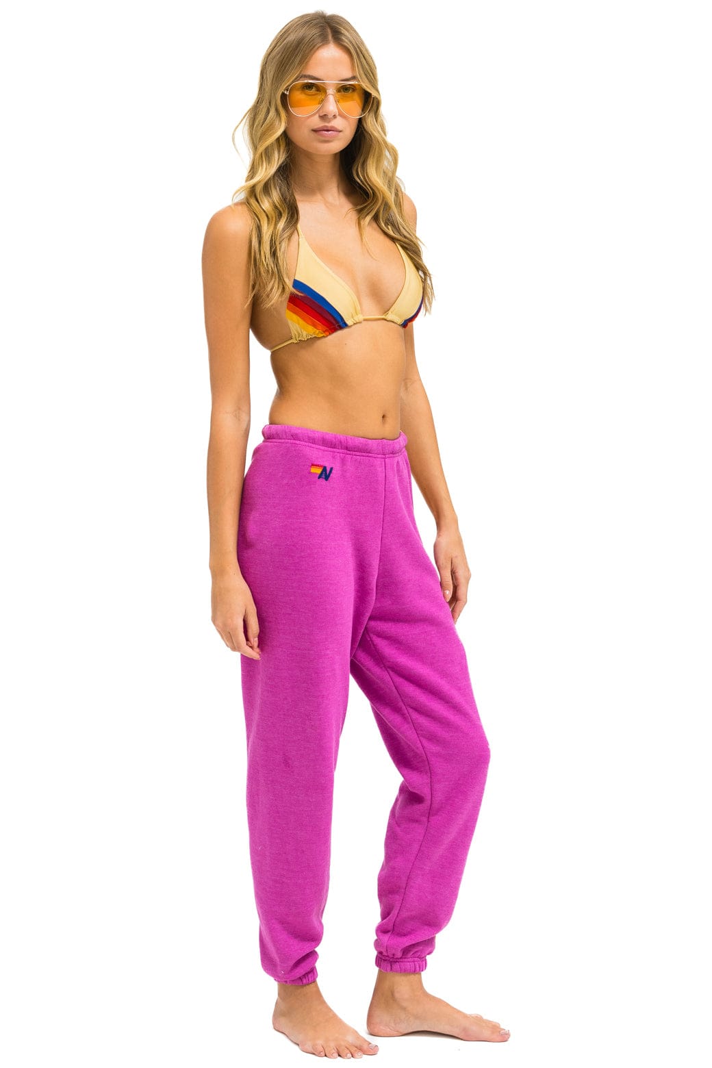 5 STRIPE SWEATPANTS - MAGENTA ORANGE YELLOW