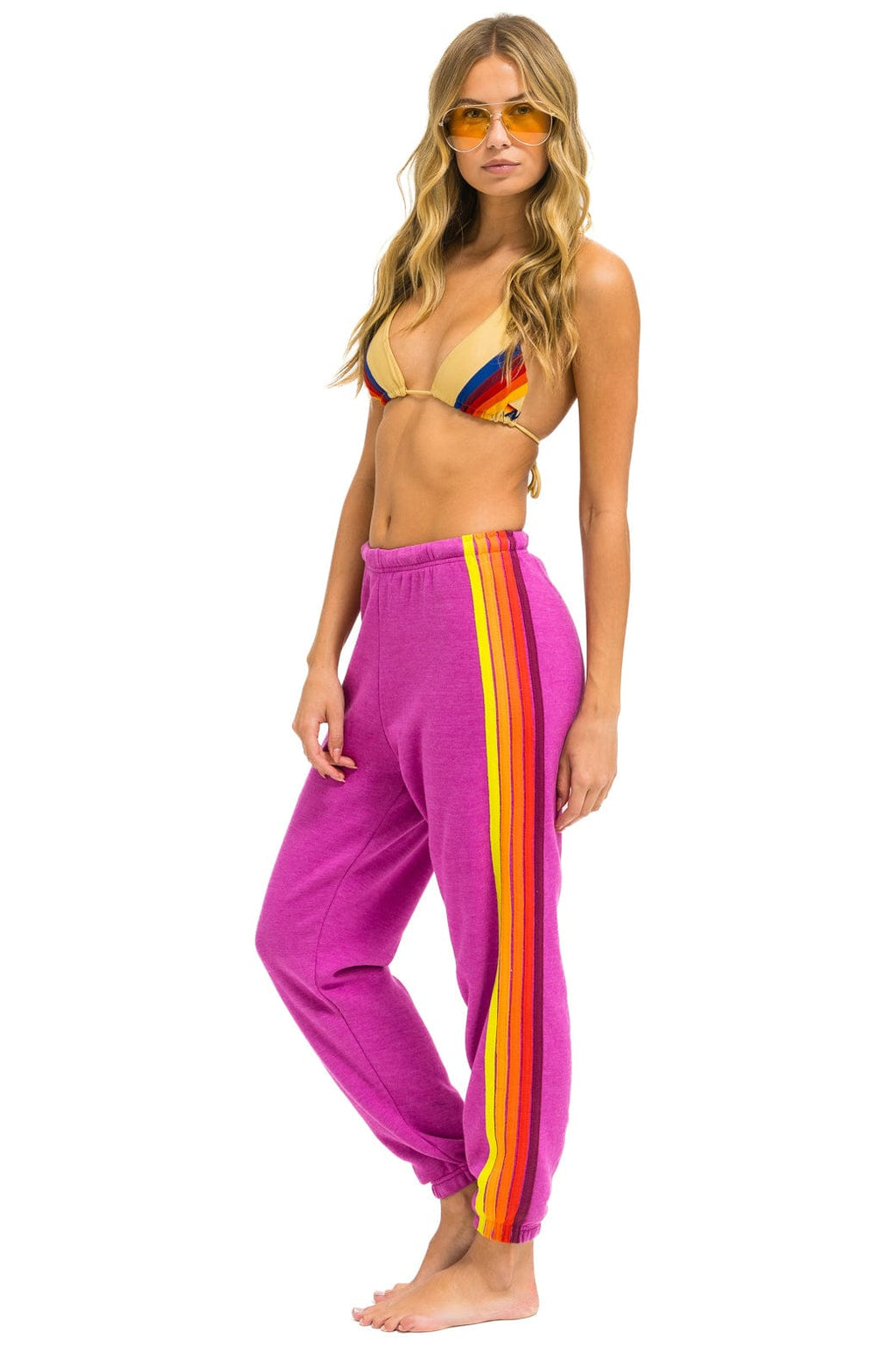 5 STRIPE SWEATPANTS - MAGENTA ORANGE YELLOW