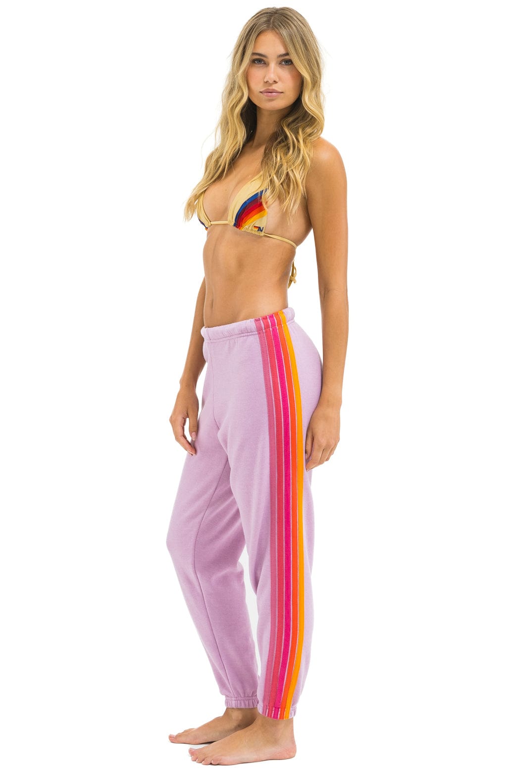 5 STRIPE SWEATPANTS - MAUVE MAGENTA ORANGE