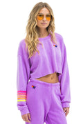 RUGBY STITCH CROPPED CREW SWEATSHIRT RELAXED - NEON PURPLE NEON