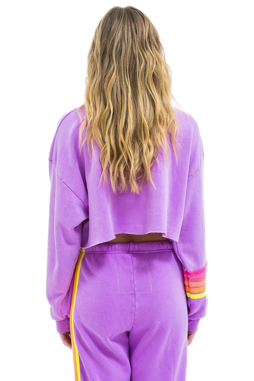 RUGBY STITCH CROPPED CREW SWEATSHIRT RELAXED - NEON PURPLE NEON