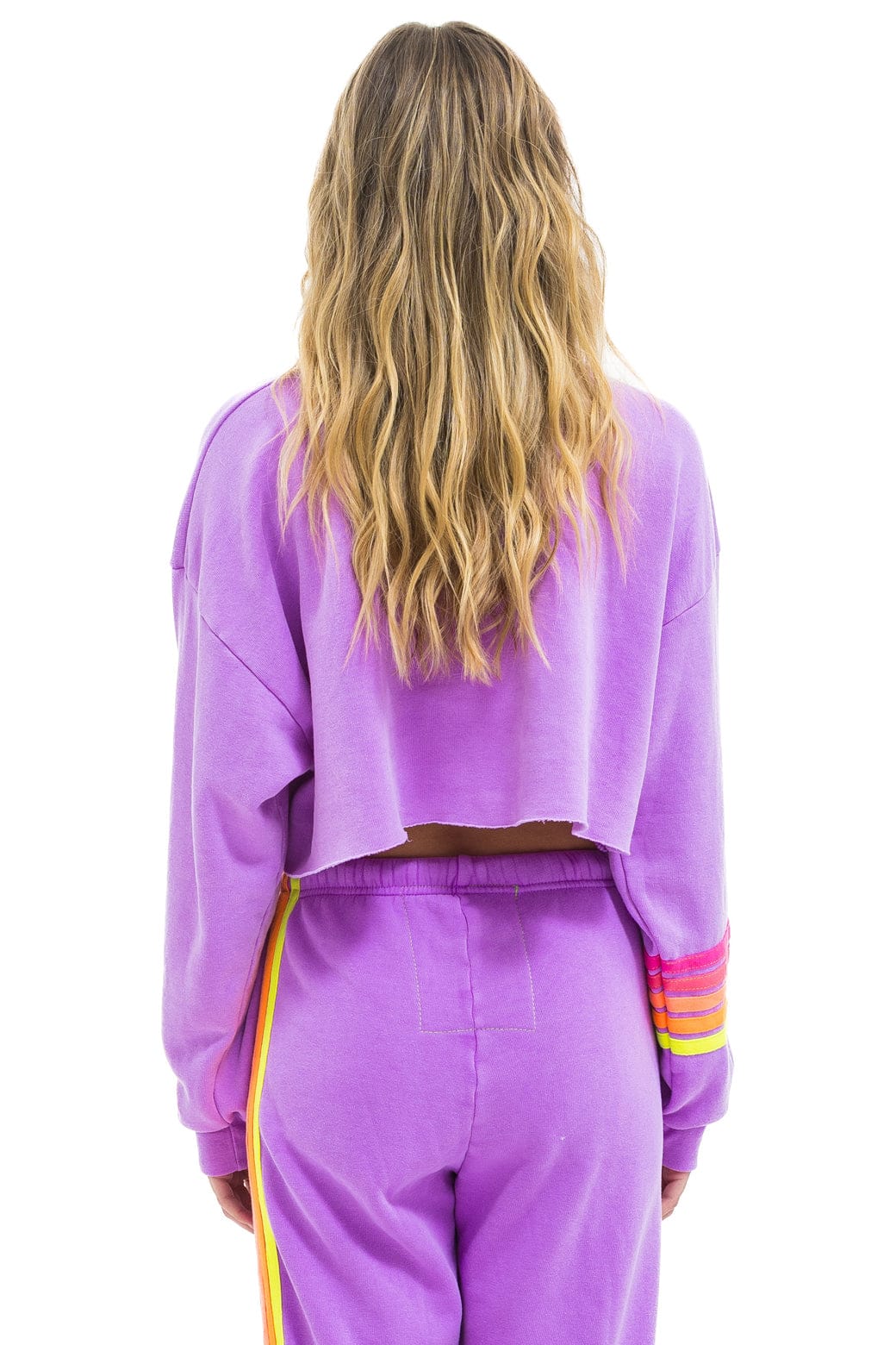 RUGBY STITCH CROPPED CREW SWEATSHIRT RELAXED - NEON PURPLE NEON