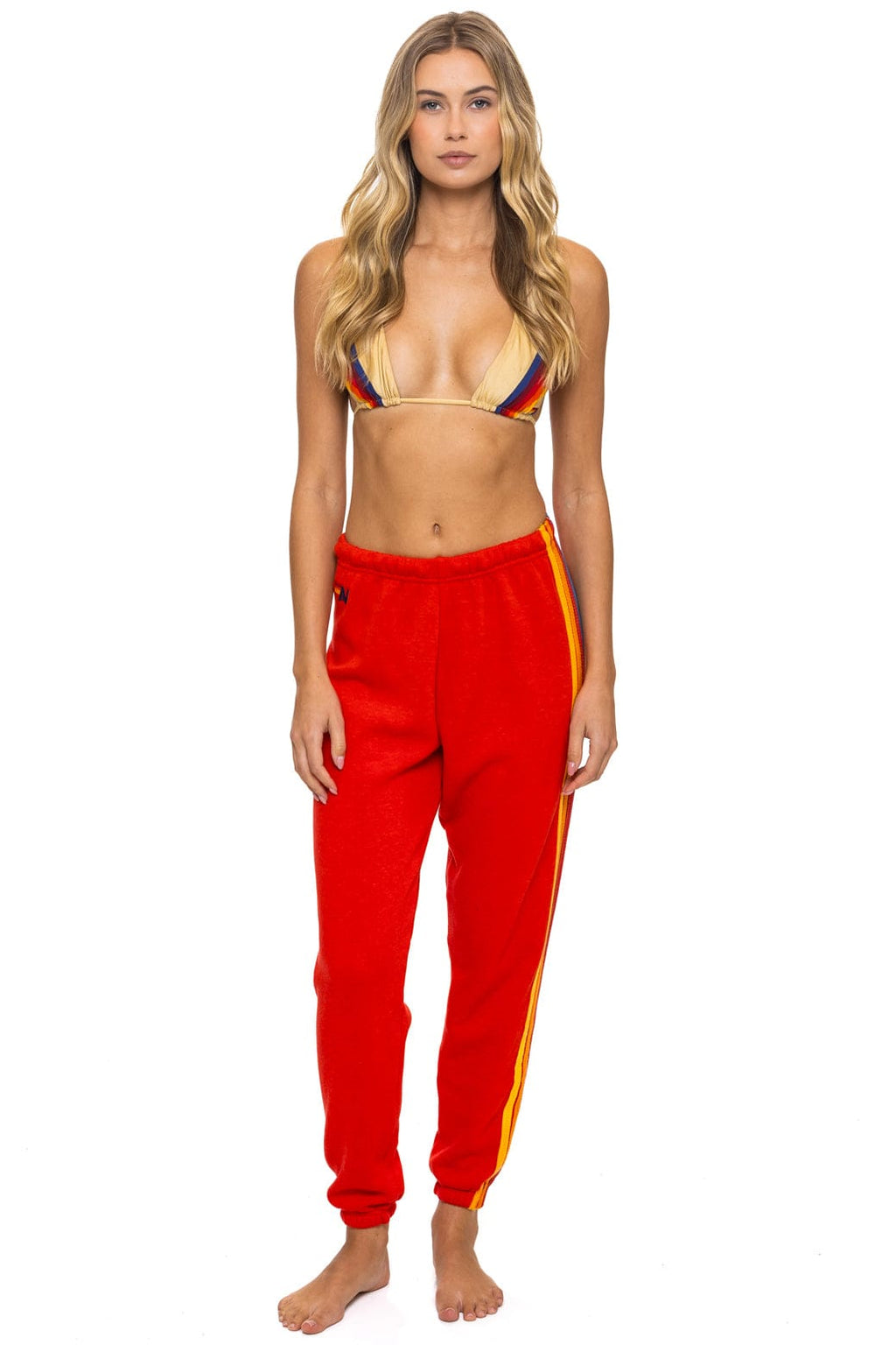 5 STRIPE SWEATPANTS - RED