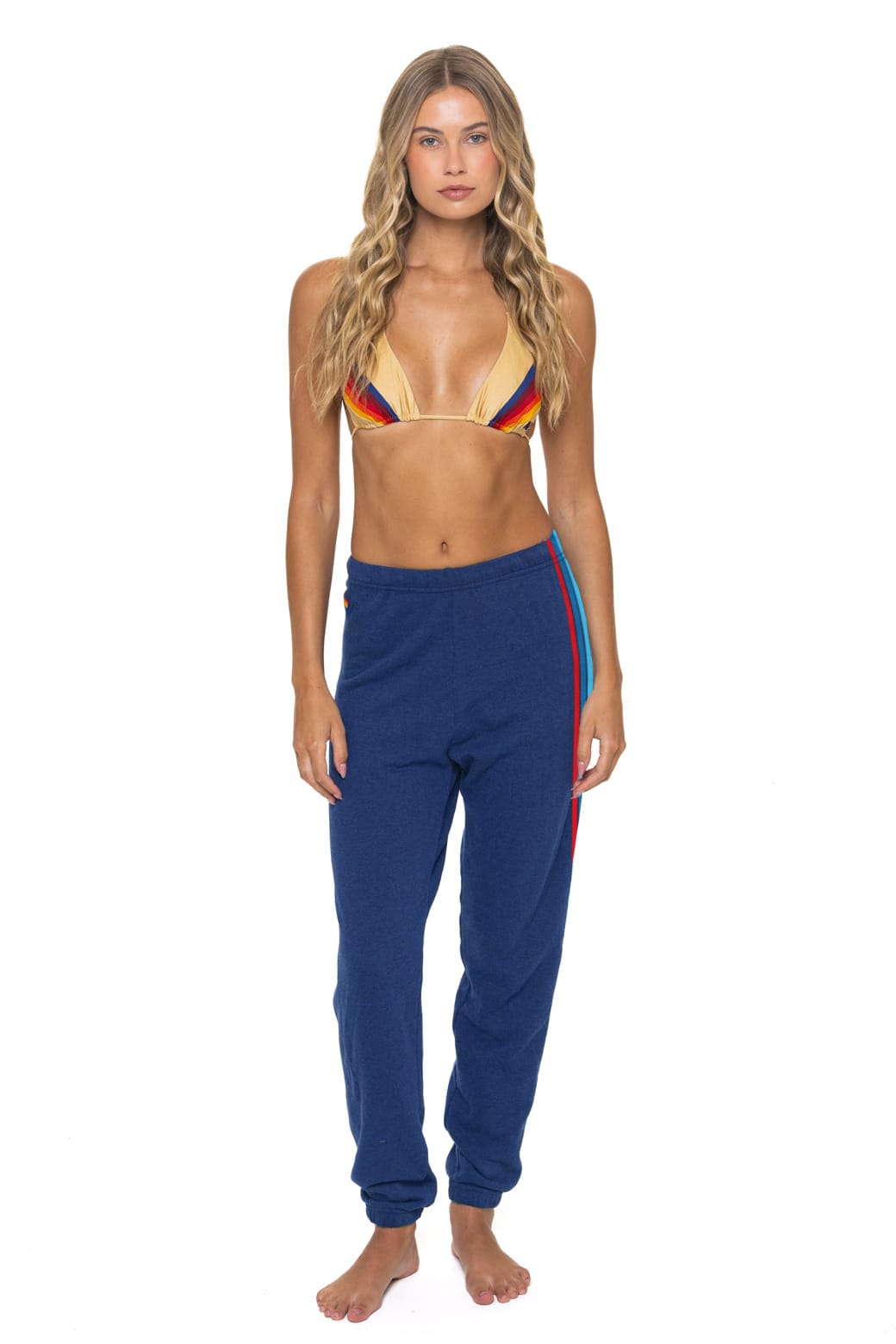 WOMENS 5 STRIPE AMERICA SWEATPANTS - ROYAL USA