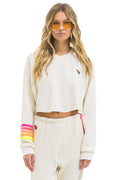 RUGBY STITCH CROPPED CREW SWEATSHIRT RELAXED - VINTAGE WHITE NEON