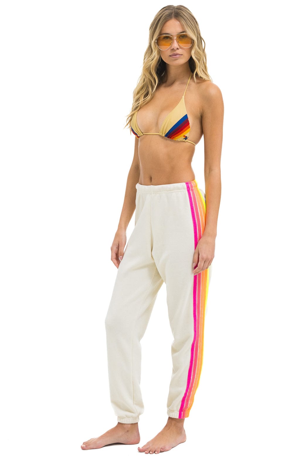 5 STRIPE SWEATPANTS - VINTAGE WHITE NEON