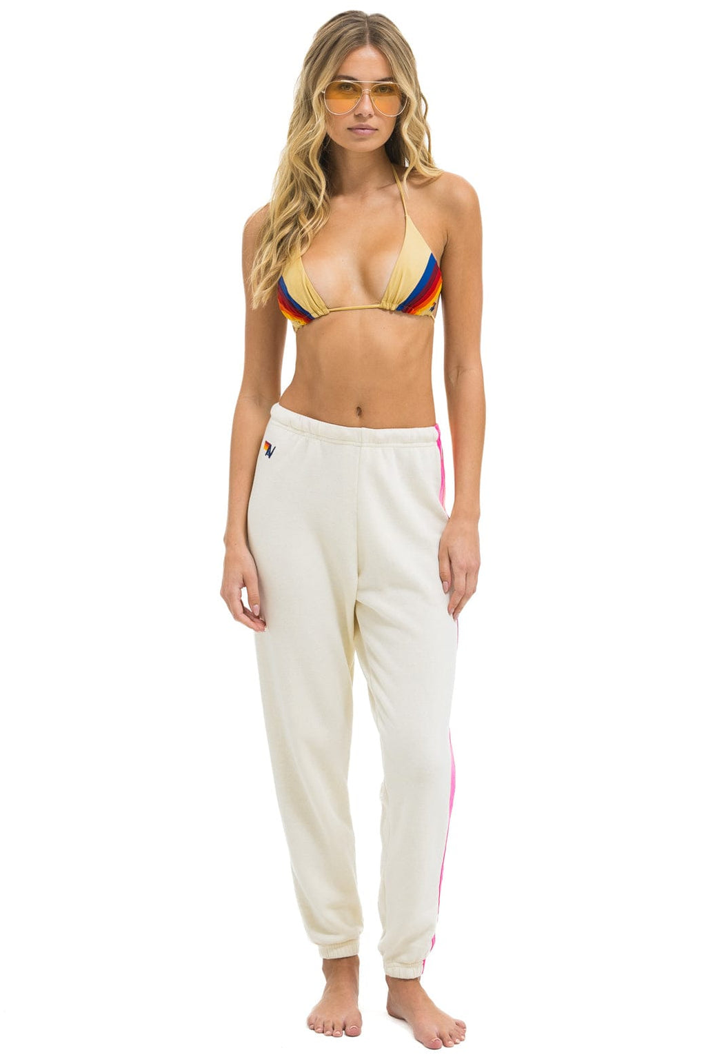5 STRIPE SWEATPANTS - VINTAGE WHITE NEON
