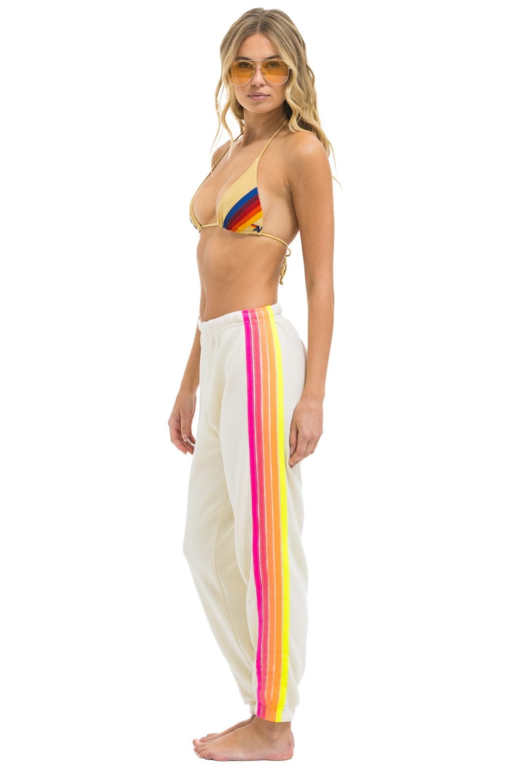 5 STRIPE SWEATPANTS - VINTAGE WHITE NEON