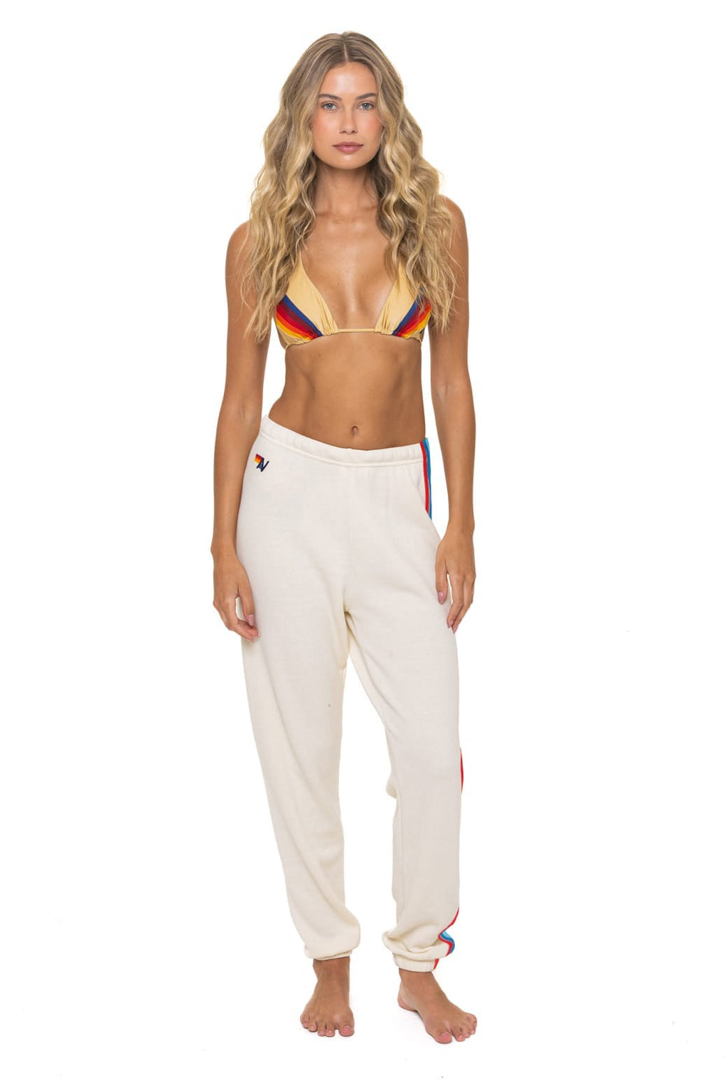 WOMENS 5 STRIPE AMERICA SWEATPANTS - VINTAGE WHITE USA