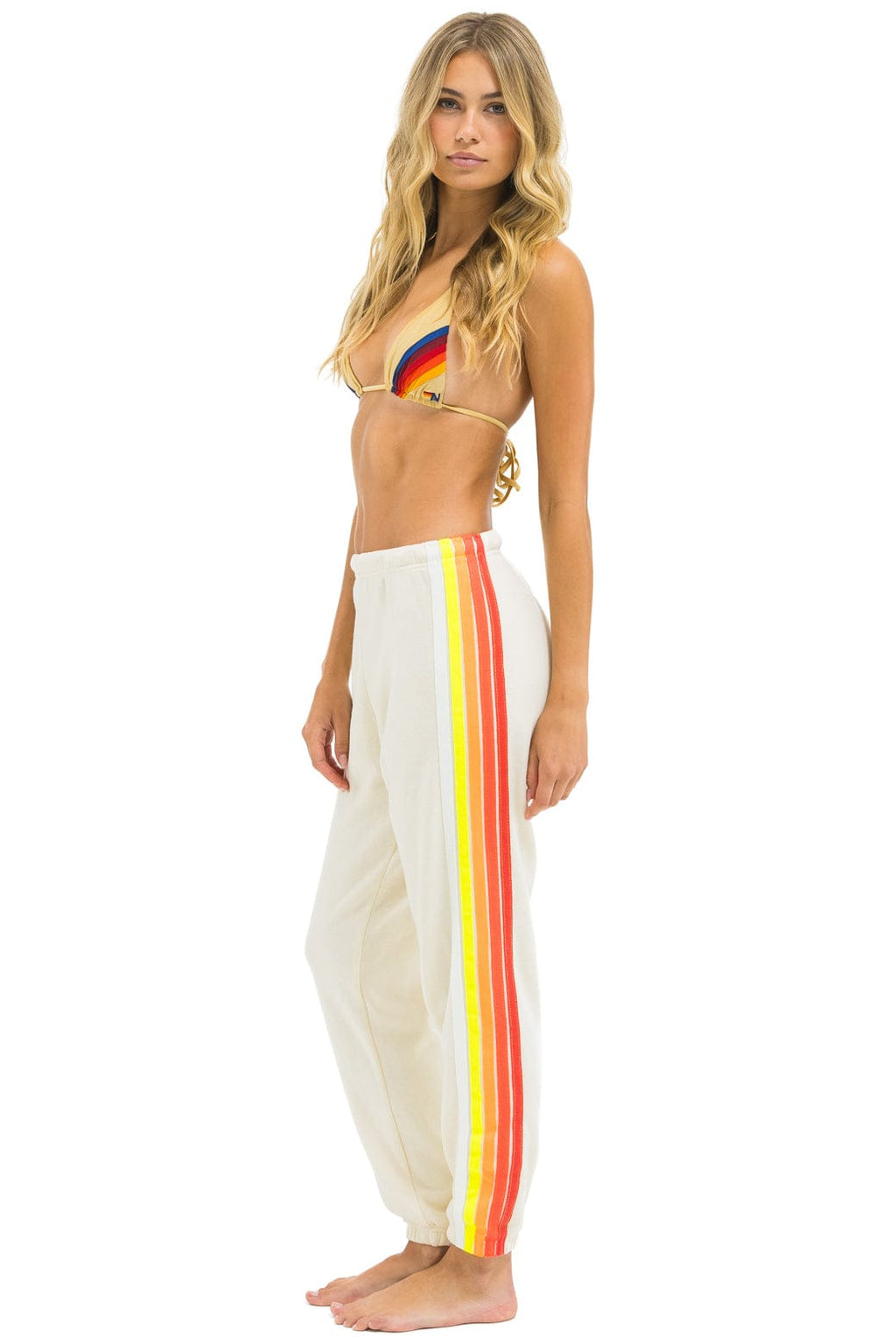 5 STRIPE SWEATPANTS - VINTAGE WHITE WHITE NEON