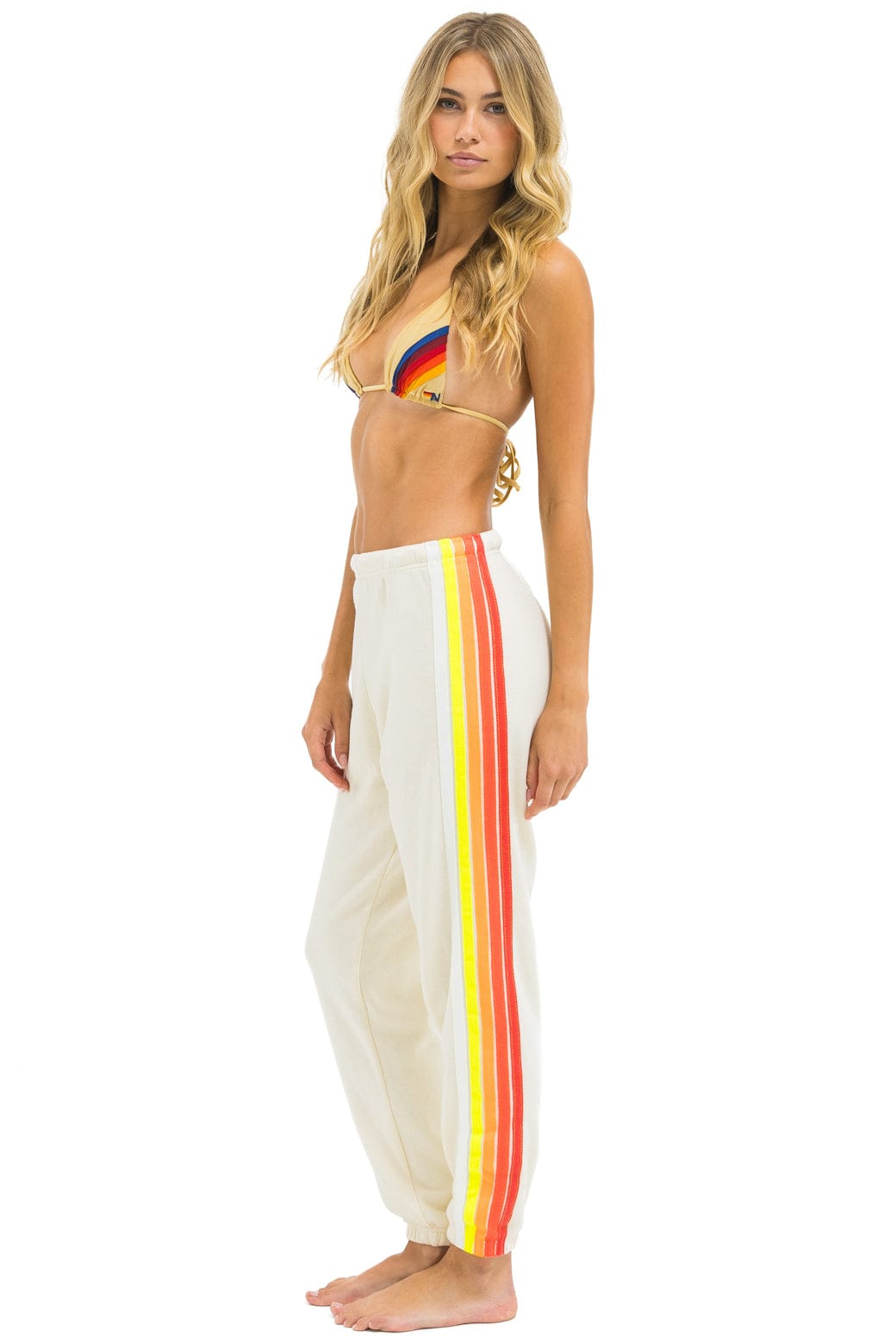 5 STRIPE SWEATPANTS - VINTAGE WHITE WHITE NEON