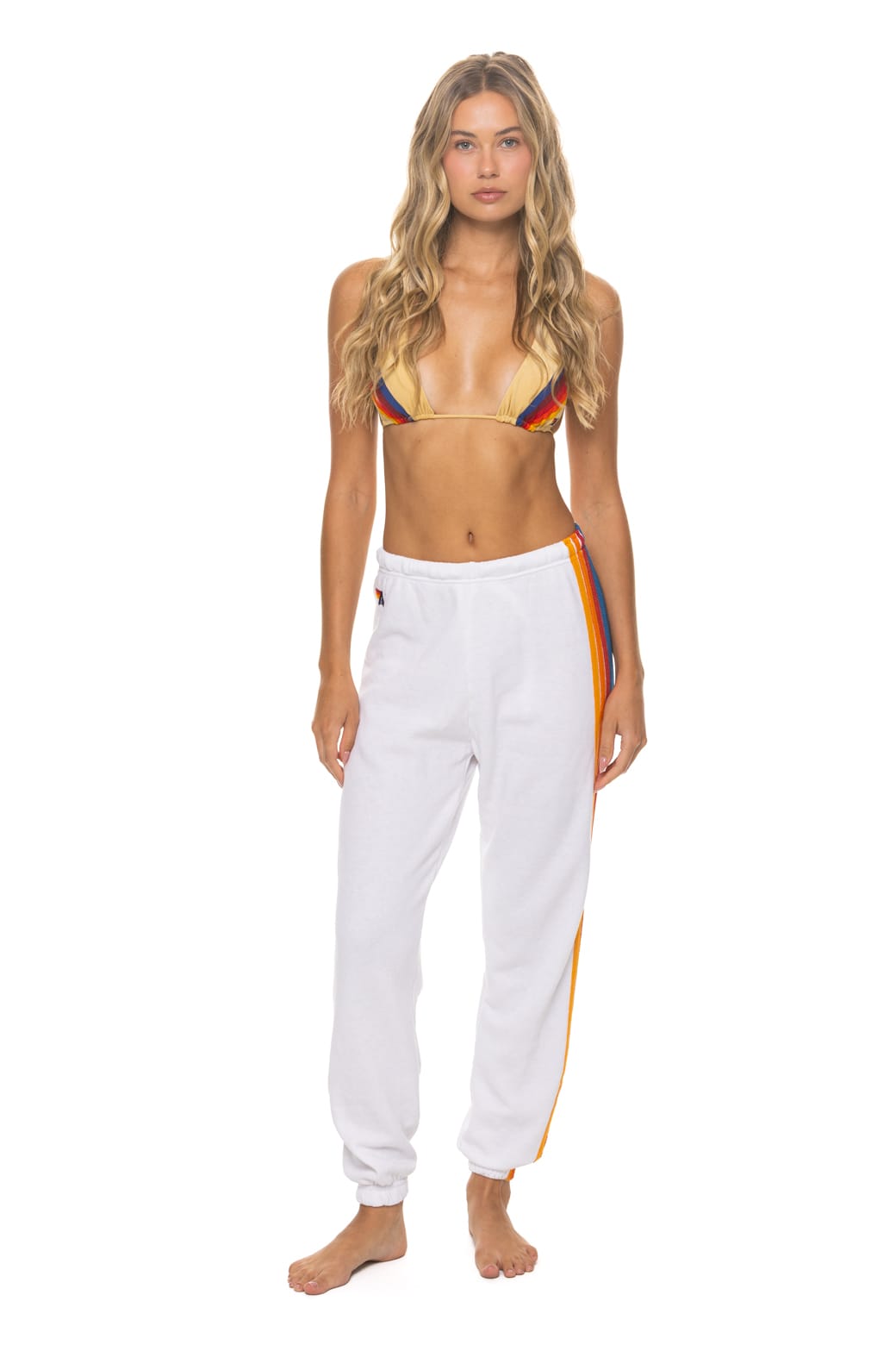 5 STRIPE SWEATPANTS - WHITE