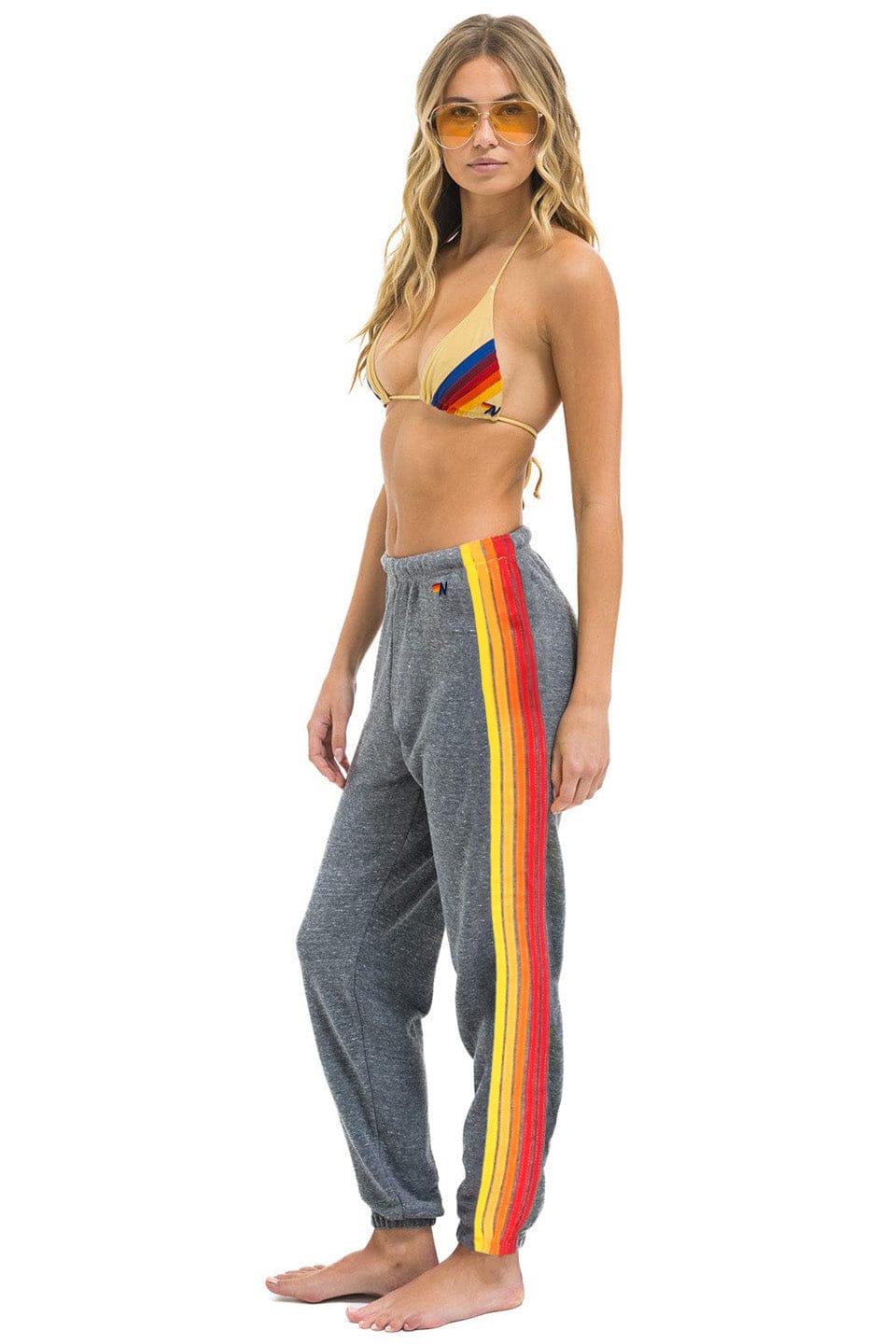 UNIVERSITY OF SOUTHERN CALIFORNIA 5 STRIPE UNISEX SWEATPANTS - HEATHER GREY