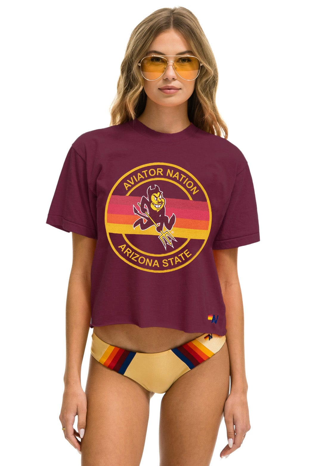 ASU BOLT BOYFRIEND TEE - MAROON