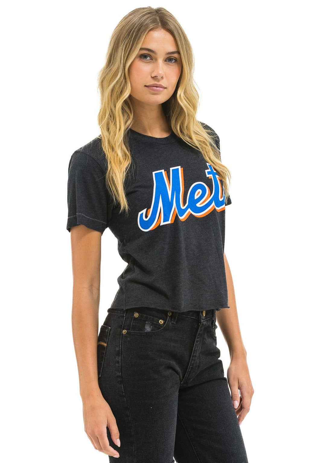 NY METS AVIATOR NATION BOYFRIEND TEE - BLACK